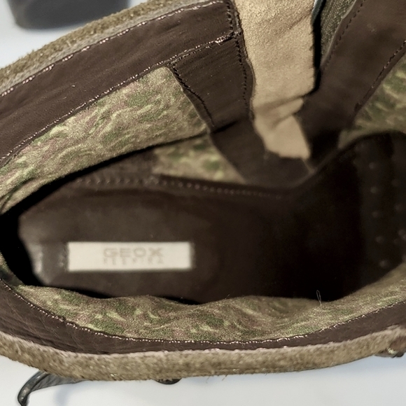 GEOX Respira Leather Ankle Strap Heeled Boots Olive Green Size 10 - Picture 12 of 16